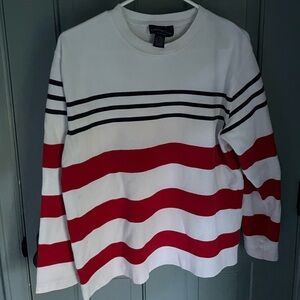Vintage Charter Club Striped Reverse Terry Sweatshirt Red White and Blue